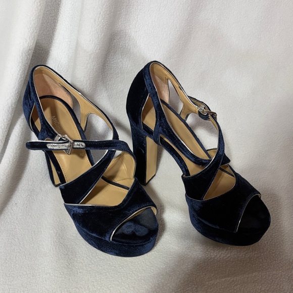 Michael Kors Shoes - Michael Kors Dark Blue Velvet Heels